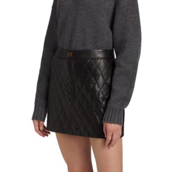 FRAME Quilted Lamb Leather Miniskirt XL - Picture 3 of 14